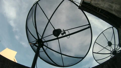 4k , Satellite Dishes on rooftop , timelapse Stock Footage 64732390