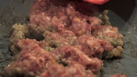4k Sausage on Stove Stock Footage 77261679