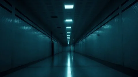 4K Scary dark corridor, tunnel. Stock Footage