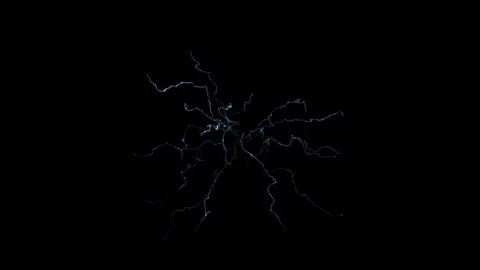 4K Scattered Electric Arc Branches VFX Overlay on Black Background Stock Footage 340596030