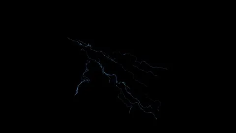 4K Scattered Electric Energy Lightning VFX Overlay on Black Background Stock Footage 340596245