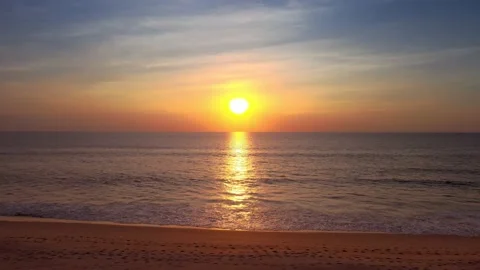 4k Scene of sunset tropical beach sea. New normal after covid-19. Phuket Thailan Vídeos de archivo 144748359