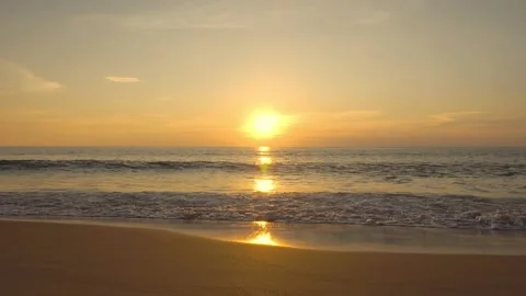 4k Scene of sunset tropical beach sea. New normal after covid-19. Phuket  Stock Footage 146733743