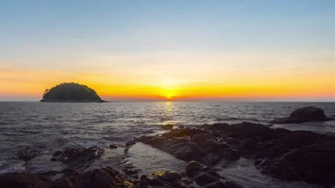 4k Scene of sunset tropical beach sea. New normal after covid-19. Phuket Thailan Vídeos de archivo 149490887