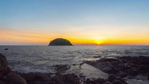 4k Scene of sunset tropical beach sea. New normal after covid-19. Phuket Thailan Stock Footage 149491082