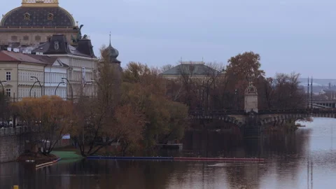 4K scene from Vitava river  in  Prague Stock Footage 132341941