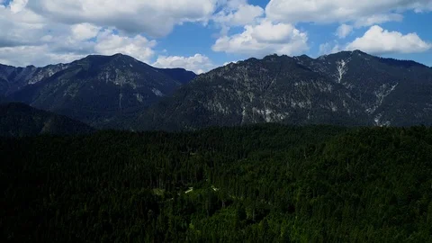 4K scenic flight of Eibsee in Bavaria on the bottom of Zugspitze Stock Footage 93083452