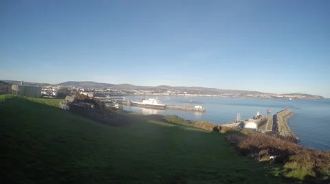 4K scenic view of a ferry in the harbour of Douglas Isle of Man Stock Footage 45837082
