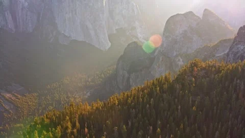 4K Scenic View Iconic Yosemite Valley El Capitan Sunrise Tunnel View Stock Footage 332157151