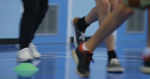 4k, School basketball team playing a game indoors. Stock Footage 68176747