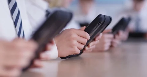 4k, School children with digital tablets in classroom. Slow motion. Stock Footage 73120486