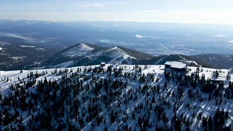 4K: Schweitzer Mountain From The Top Looking Towards Sandpoint, ID Stock Footage 150273501
