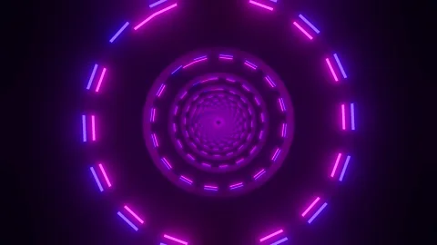 4K Sci-Fi Circle Neon Purple and Blue Glow Seamless Loop Background Stock Footage 245953462