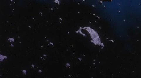  4K Sci-fi Space Asteroid Field with Stars Stock Illustration