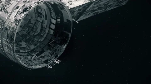  4K Sci-Fi Space Station camera animation with stars Stock Footage 161272768