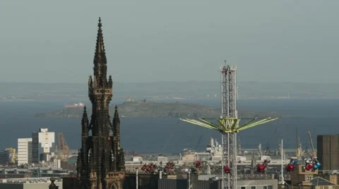 4K Scott Monument and Amusement Park in Edinburgh, Scotland Video stock 45294343
