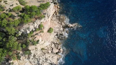4K Sea cliffs birdview cinematic aerial shot Stock Footage 104416696