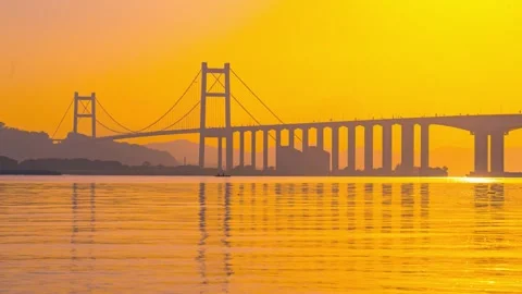 4K Sea Level Time-lapse Collection of Hong Kong-Zhuhai-Macao Bridge Stock Footage 341577418