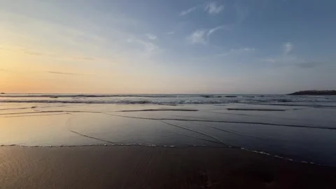 4K Sea Waves Reflection On Shalun Beach Sunset Stock Footage 334594339