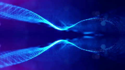 4k seamless 3d abstract animation with glow particles. Composition with Видео 93580346