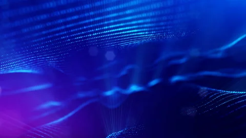 4k seamless 3d animation as sci-fi background with glow particles and depth of Stock Footage 92549190