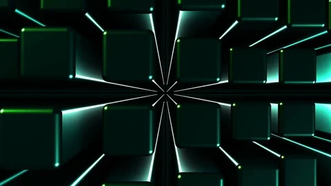 4K Seamless Abstract Bouncing Metallic Green Cubes with backlight Stock-Footage 124808471