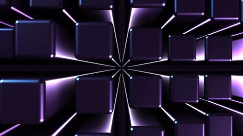 4K Seamless Abstract Bouncing Metallic Purple Cubes with backlight Stock-Footage 124808492