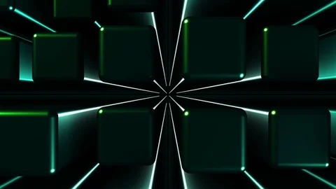 4K Seamless Abstract Bouncing Metallic Green Cubes with backlight Video stock 124808510