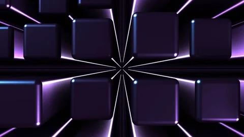 4K Seamless Abstract Bouncing Metallic Purple Cubes with backlight Stock-Footage 124808558