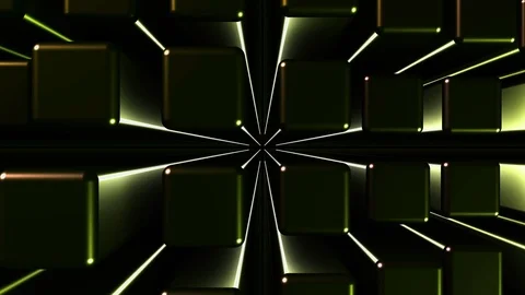 4K Seamless Abstract Bouncing Metallic Yellow Cubes with backlight Stock-Footage 124808581