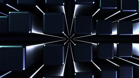 4K Seamless Abstract Bouncing Metallic Blue Cubes with backlight Stock-Footage 124808588