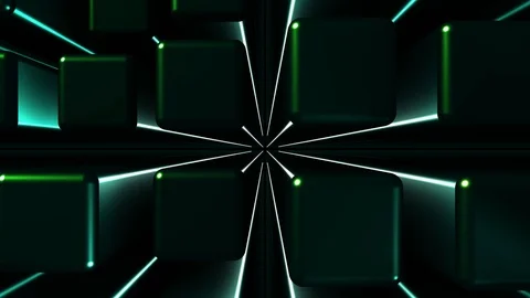 4K Seamless Abstract Bouncing Metallic Green Cubes with backlight Stock-Footage 124808621