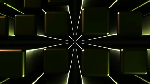 4K Seamless Abstract Bouncing Metallic Yellow Cubes with backlight Stock-Footage 124808651
