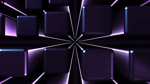 4K Seamless Abstract Bouncing Metallic Purple Cubes with backlight Stock-Footage 124808668