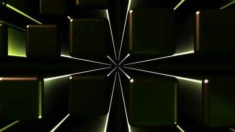 4K Seamless Abstract Bouncing Metallic Yellow Cubes with backlight Stock-Footage 124808792