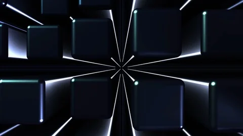 4K Seamless Abstract Bouncing Metallic Blue Cubes with backlight Vídeos de archivo 124808803