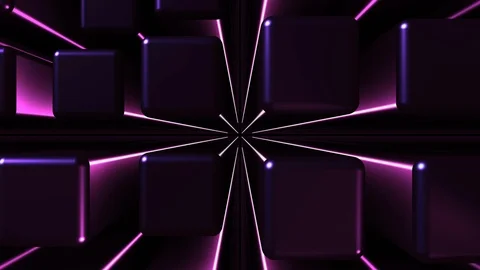 4K Seamless Abstract Bouncing Metallic Pink Cubes with backlight Vídeos de archivo 124808919