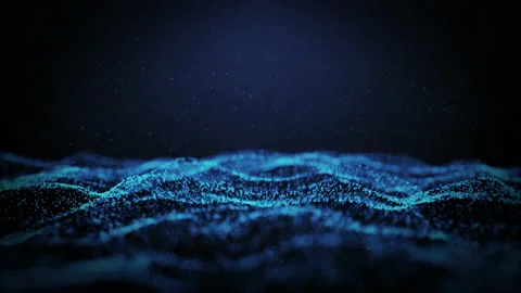 4k Seamless abstract technology background. Digital blue particle wave and light Stock Footage 156902889