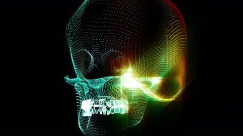 4K Seamless animated background of a particles skull Stock Footage 138492083