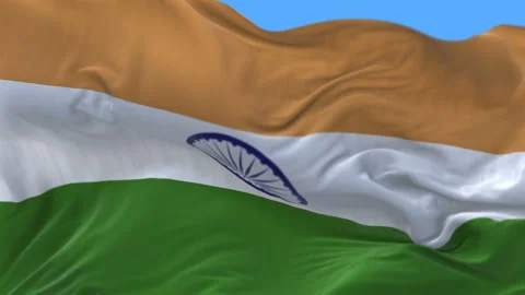 4k seamless Close up of India flag slow waving in wind.alpha channel included. 库存影片 91924591