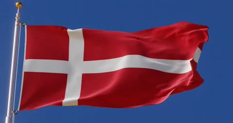 4K Seamless Denmark flag looping animation fluttering in the wind. Stock Footage 176217759