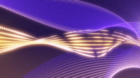 4K seamless glowing twisting waves of lines and particles Stock Footage 251753839