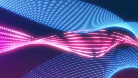 4K seamless glowing twisting waves of lines and particles Stock Footage 267090716