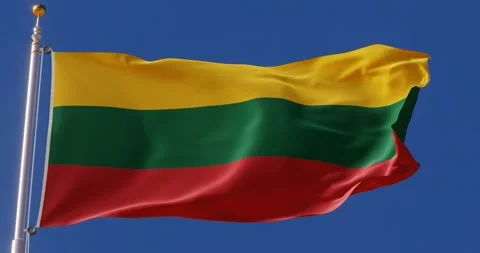 4K Seamless Lithuania flag looping animation fluttering in the wind. Stock Footage 176218019