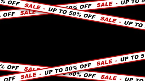 4K Seamless Loop 3D 50 Percent Off Sale Ribbons Retail Motion Graphic Stock Footage 332842324