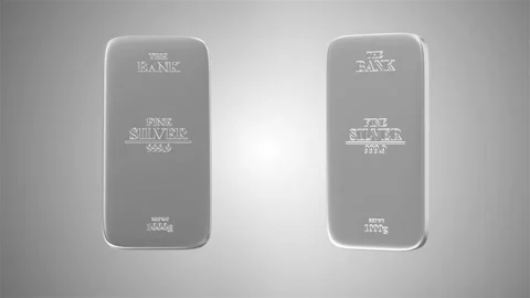 4K Seamless Loop Animation of Two Flat Silver Bars Rotating Stock Footage 101701239