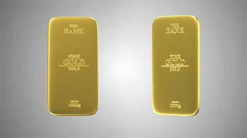 4K Seamless Loop Animation of Two Flat Golden Bars Rotating Stock Footage 101701713