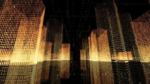 4k seamless loop Big Data Digital City,Flying Through the binary code urban. Stock Footage 117949967