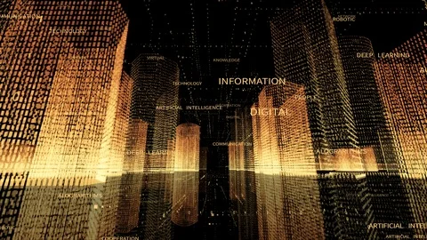 4k seamless loop Big Data Digital City,artificial intelligence Tag Word Cloud. Stock Footage 118043609