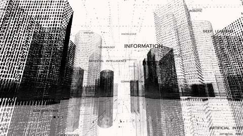 4k seamless loop Big Data Digital City,artificial intelligence Tag Word Cloud. Stock Footage 118043634